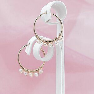 Edison Pearl Small Hoop Earrings, 14K Gold Filled